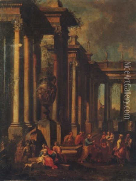 San Pietro Apostolo Battezza Il Centurione Cornelio Oil Painting - Giovanni Paolo Panini
