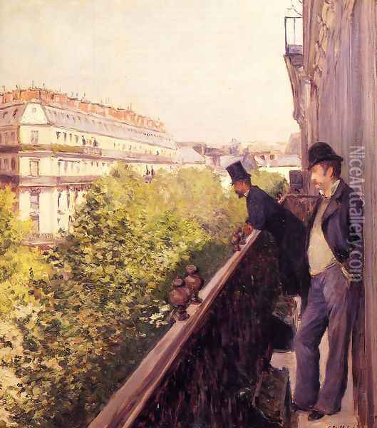 A Balcony Oil Painting - Gustave Caillebotte