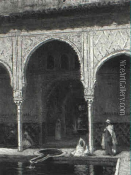 An Arab Courtyard Oil Painting - Addison Thomas Millar