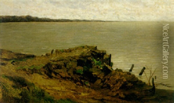 Inlet On The Coast, Villerville Oil Painting - Charles Francois Daubigny