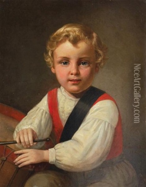 Portrait Of Erwin, Age Five Oil Painting - Peter Baumgras