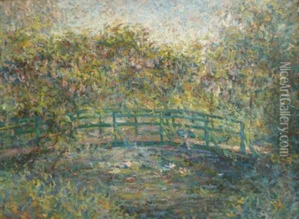 Passerelle Sur L'etang Aux Nympheas A Giverny Oil Painting - Blanche Hoschede-Monet