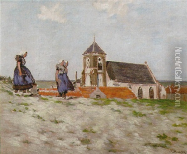 Village Dans Les Dunes - Zoutelande Oil Painting - Joseph Felix Bouchor