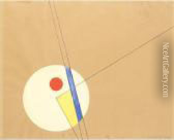 Untitled Oil Painting - Laszlo Moholy-Nagy