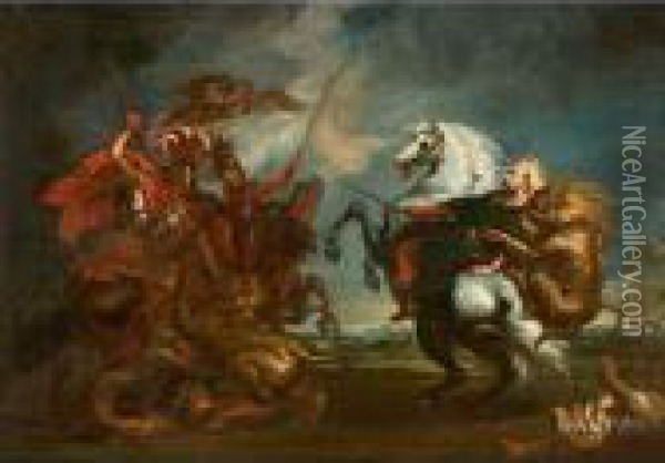 Die Lowenjagd Alexanders Des Grosen Oil Painting - Peter Paul Rubens