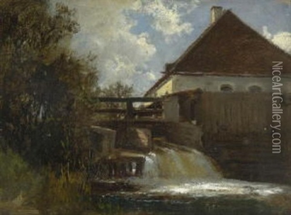 An Der Schleuse Oil Painting - Adolf Heinrich Lier