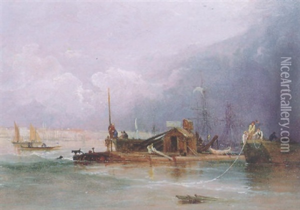 The House Boat Oil Painting - James Baker Pyne