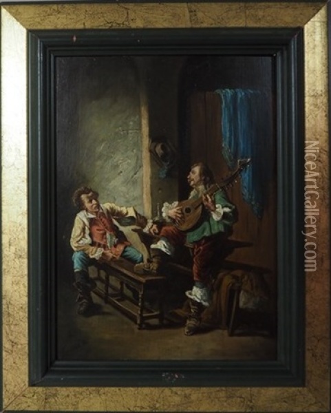Le Joueur De Luth Oil Painting - Rudolf Eduard Hauser