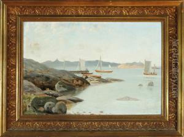 A Coastal Scenery Oil Painting - Fritz Staehr-Olsen