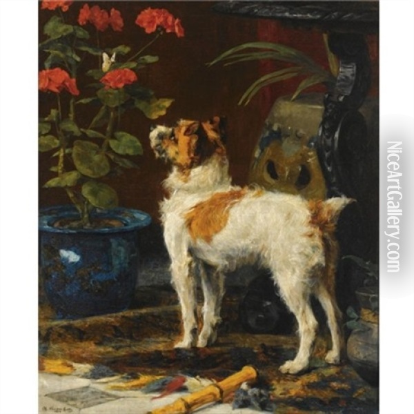 Aux Aguets Oil Painting - Charles van den Eycken I