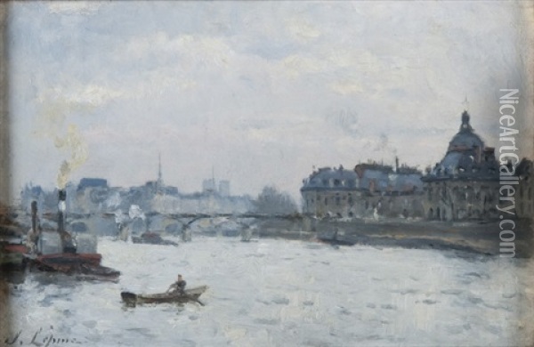 Le Pont Des Arts A Paris Oil Painting - Stanislas Lepine