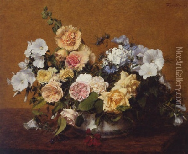 Bouquet De Fleurs Oil Painting - Henri Fantin-Latour