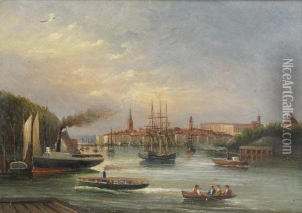 Stockholms Inlopp Mot Slottet Oil Painting - Gustaf-Wilhelm Palm