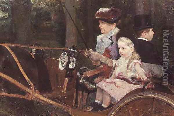 A woman and child in the driving seat, 1881 Oil Painting - Mary Cassatt