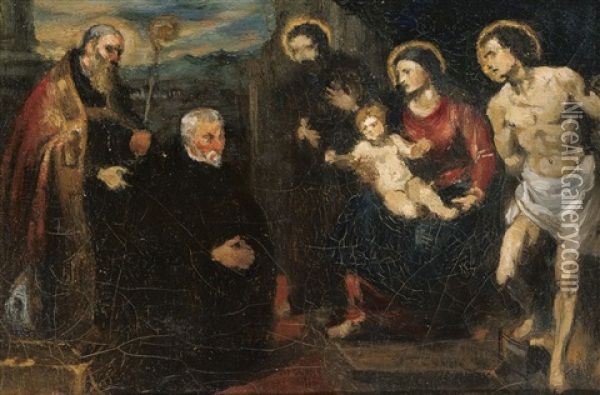Madonna And Child With Donor, After Tintoretto Oil Painting - Henri Evenepoel
