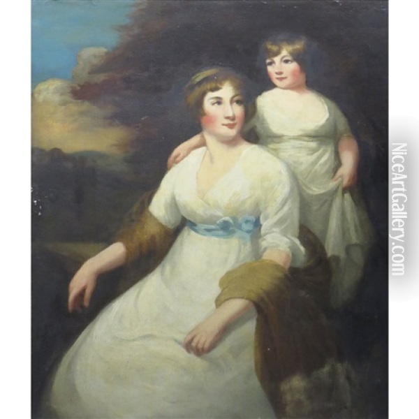 Mother And Daughter Oil Painting - Sir John Hoppner