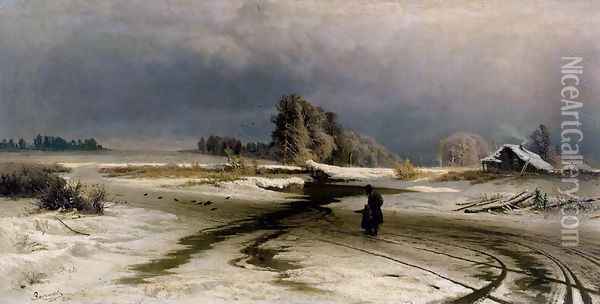 The Thaw, 1871 Oil Painting - Fedor Aleksandrovich Vasiliev