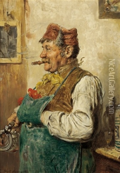 Der Wirt Oil Painting - Hugo Kotschenreiter