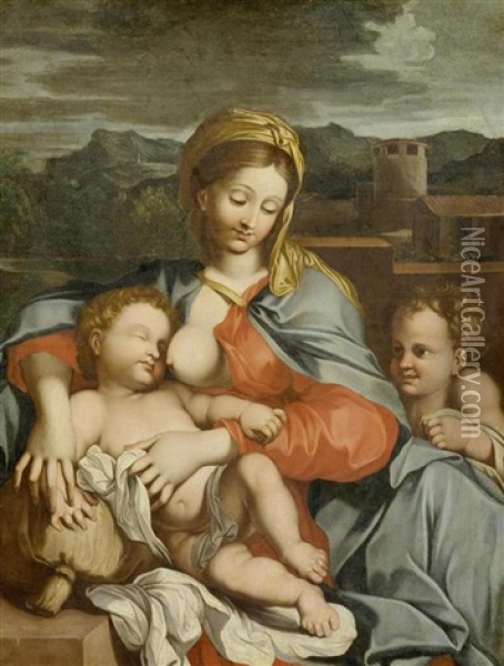 Maria Mit Dem Jesusknaben Und Johannes Dem Taufer Oil Painting - Carlo Maratta