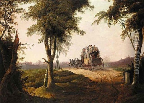 A Stagecoach On The Dover Road Oil Painting - Philip James de Loutherbourg