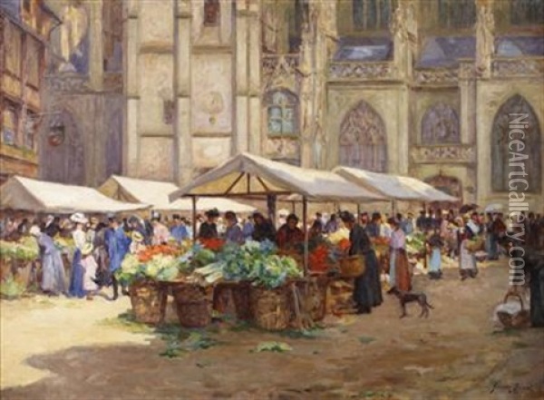 Marche A Caudebec-en-caux Oil Painting - Georges Jules Ernest Binet