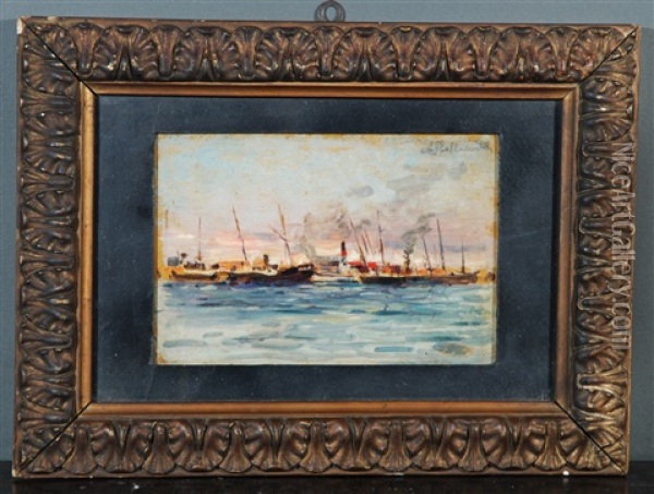 Il Porto Di Livorno Oil Painting - Alphons Hollaender