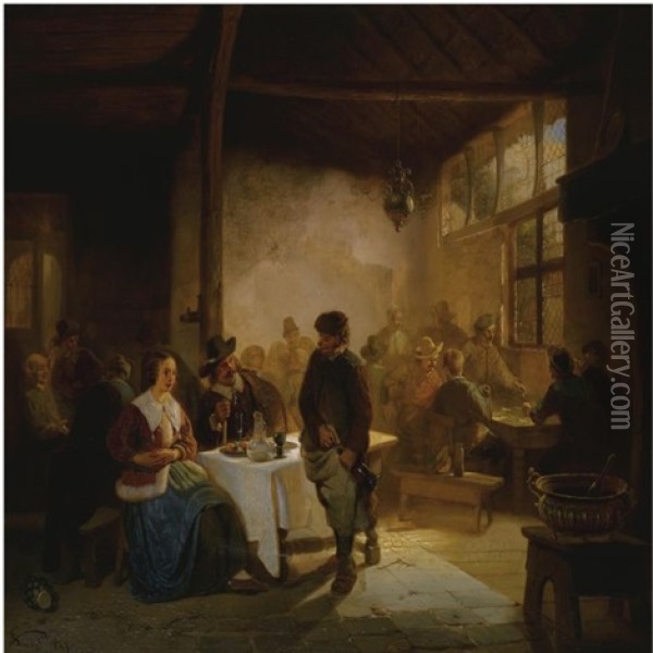 The Tavern Oil Painting - Willem Linnig the Elder