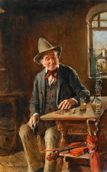 Der Geigenspieler Oil Painting - Hermann Kern