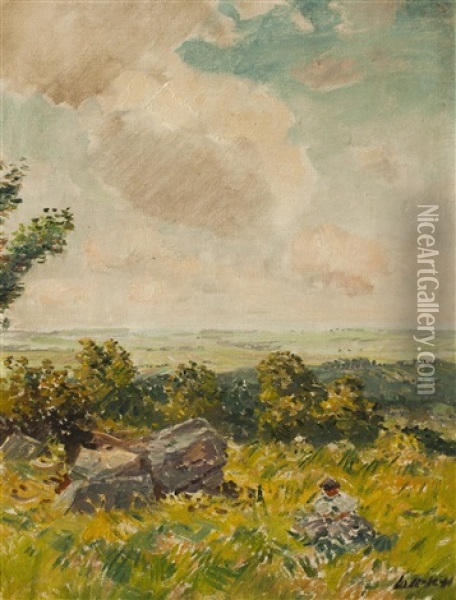 Landschaft Mit Rastender Figur Oil Painting - Stanislav Lolek