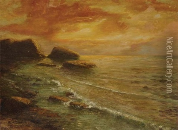 Ocean Sunset Oil Painting - Edward Moran