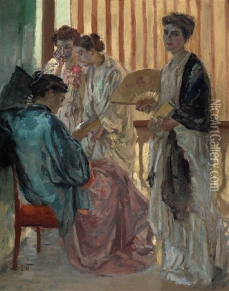 The 'tiff' Oil Painting - Rupert Bunny