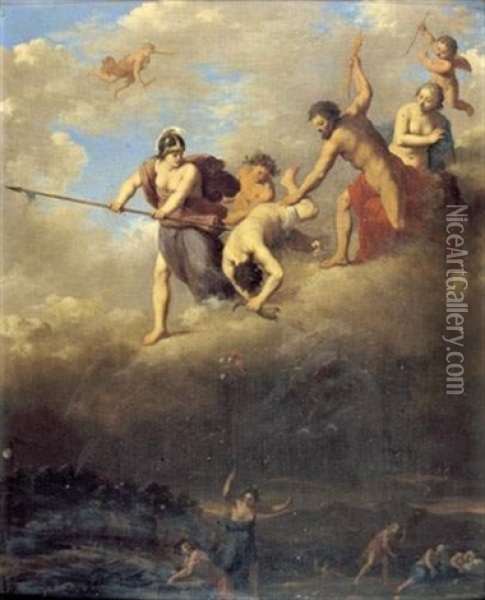 La Chute D'hephaistos (?) Oil Painting - Cornelis Van Poelenburgh