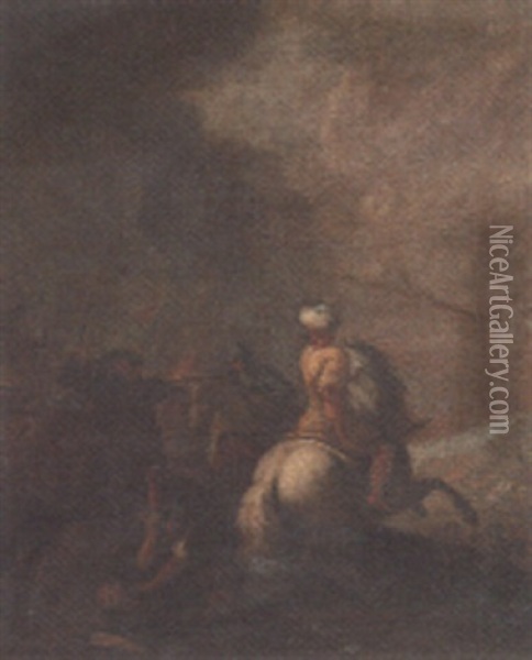 Cavalry Engagement Oil Painting - Jacques Courtois