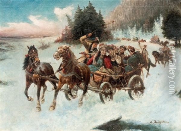 Winter Trip Oil Painting - Adolf (Constantin) Baumgartner-Stoiloff