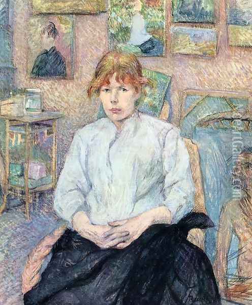 The Redhead with a White Blouse Oil Painting - Henri De Toulouse-Lautrec