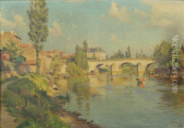 Pont D'essey Oil Painting - Alfred Renaudin