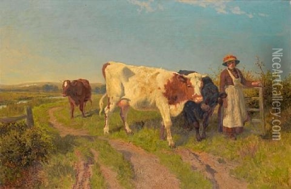 The Cow-girl Oil Painting - Charles Collins II