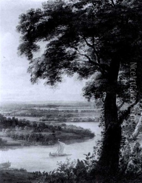 Panoramic River Landscape Oil Painting - Jacques d' Arthois