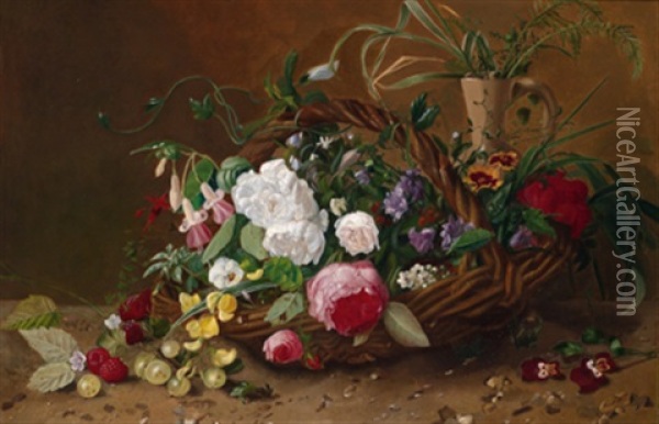 Blumen In Einem Weidenkorb Oil Painting - Hendrika Floris