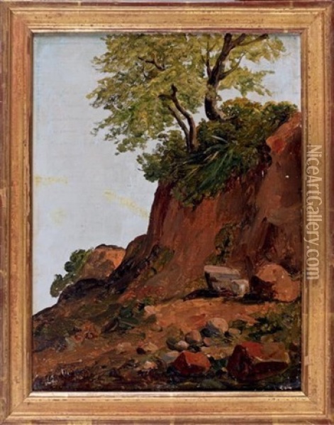 Etude De Paysage Pres De Tivoli (study) Oil Painting - Noel-Thomas-Joseph Clerian