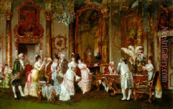 The Jewellery Viewing Oil Painting - Clemente Pujol de Gustavino