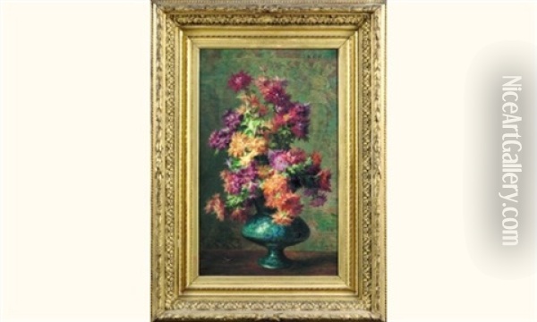 Dahlias Au Vase Oil Painting - Etienne Corpet