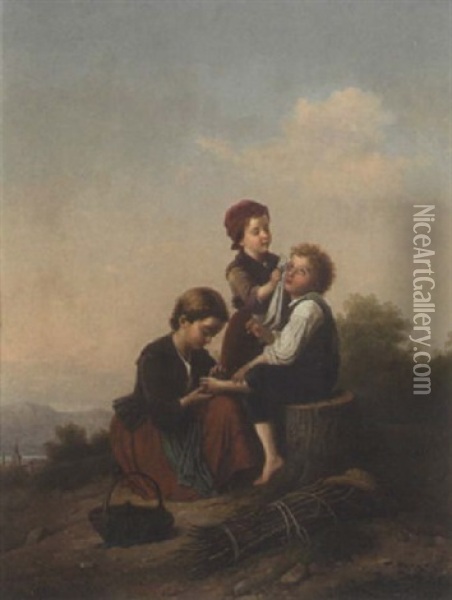 Dornauszieherin Oil Painting - Theodor Koeppen