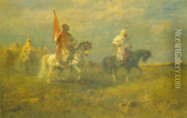Auf Dem Kriegszug Oil Painting - Adolf Schreyer
