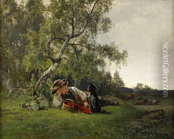 Herdegosse Oil Painting - Julius Johann Ferdinand Kronberg
