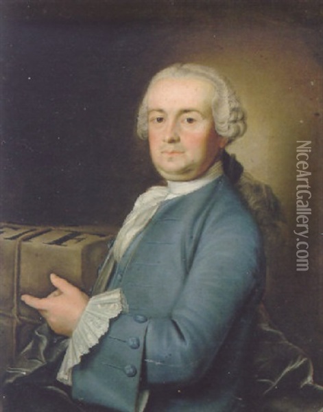 Portrait Of Friedrich Seuter, Wearing A White Wig And Blue Coat Oil Painting - Sigmund Barth