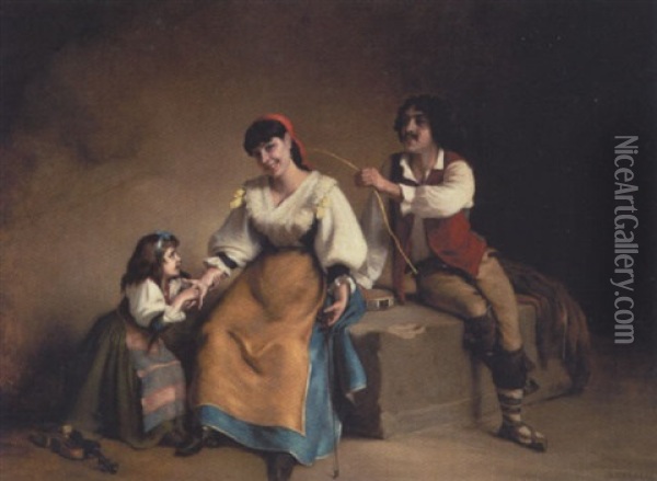 Italiensk Familie Oil Painting - Charles Corbineau