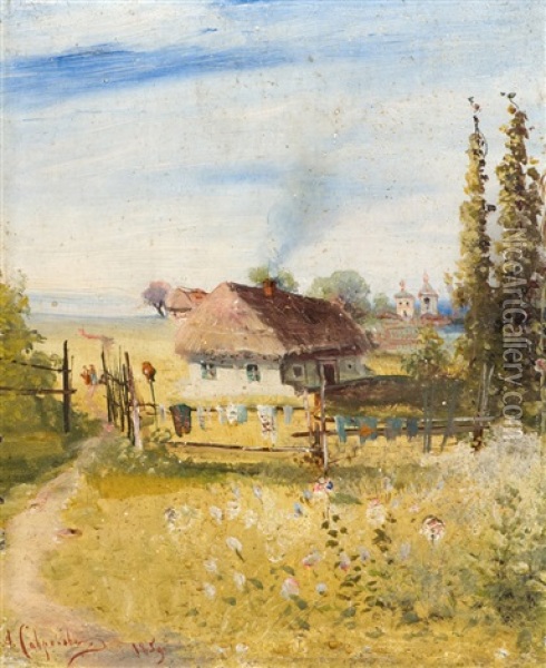 Russisches Dorf Oil Painting - Aleksei Kondratevich Savrasov
