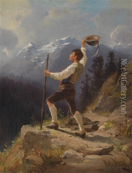 Junger Mann Im Hochgebirge Oil Painting - Edward Young