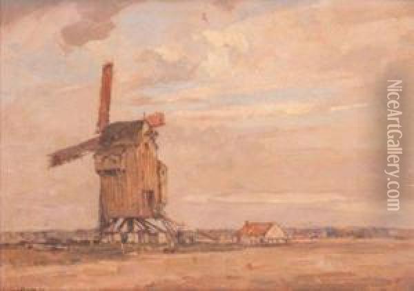 Paysage Au Moulin Oil Painting - Ernest Vauthrin